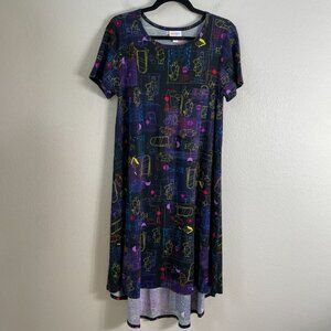 Lularoe Womens Small Winnie the Poo Print Carly Swing Dress Short Sleeve